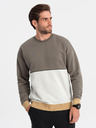 Ombre Clothing Pánska mikina OVERSIZE s kontrastným prelínaním farieb - khaki V7 B1673 Ombre Clothing