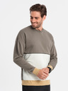 Ombre Clothing Pánska mikina OVERSIZE s kontrastným prelínaním farieb - khaki V7 B1673 Ombre Clothing