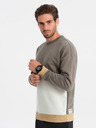 Ombre Clothing Pánska mikina OVERSIZE s kontrastným prelínaním farieb - khaki V7 B1673 Ombre Clothing
