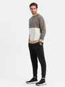 Ombre Clothing Pánska mikina OVERSIZE s kontrastným prelínaním farieb - khaki V7 B1673 Ombre Clothing