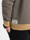 Ombre Clothing Pánska mikina OVERSIZE s kontrastným prelínaním farieb - khaki V7 B1673 Ombre Clothing