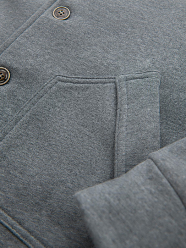 Ombre Clothing Pánska mikina na gombíky so stojáčikom - sivá melanž V7 OM-SSZP-0240 Ombre Clothing