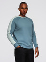 Ombre Clothing Pánska mikina s kontrastným lemovaním a raglánovými rukávmi - bielená tyrkysová V4 OM-SSNZ-0200 Ombre Clothing