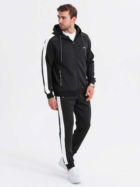 Ombre Clothing Pánský starožitný tréninkový oblek mikina s kapucňou + nohavice jogger - čierna V1 Z118 Ombre Clothing