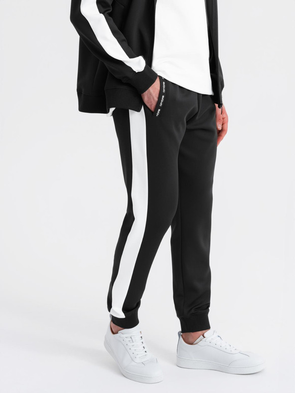 Ombre Clothing Pánský starožitný tréninkový oblek mikina s kapucňou + nohavice jogger - čierna V1 Z118 Ombre Clothing