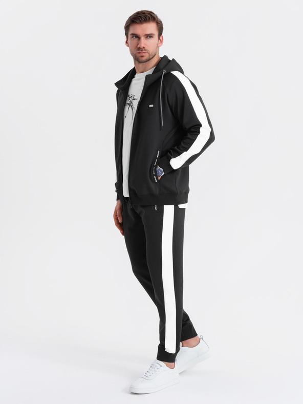 Ombre Clothing Pánský starožitný tréninkový oblek mikina s kapucňou + nohavice jogger - čierna V1 Z118 Ombre Clothing