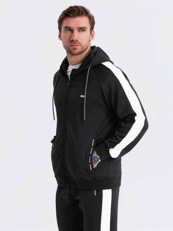 Ombre Clothing Pánský starožitný tréninkový oblek mikina s kapucňou + nohavice jogger - čierna V1 Z118 Ombre Clothing