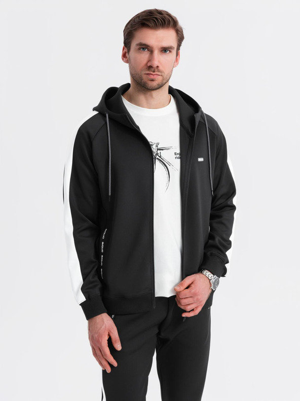 Ombre Clothing Pánský starožitný tréninkový oblek mikina s kapucňou + nohavice jogger - čierna V1 Z118 Ombre Clothing