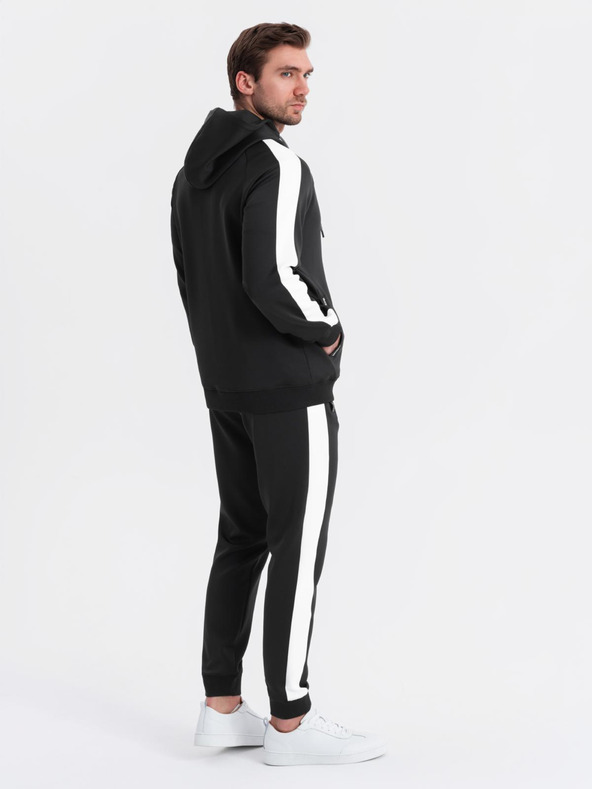 Ombre Clothing Pánský starožitný tréninkový oblek mikina s kapucňou + nohavice jogger - čierna V1 Z118 Ombre Clothing