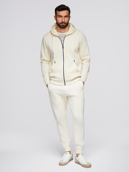 Ombre Clothing Pánsky tréninkový oblek mikina s kapucňou + nohavice jogger - krémová V11 Z119 Ombre Clothing