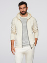 Ombre Clothing Pánsky tréninkový oblek mikina s kapucňou + nohavice jogger - krémová V11 Z119 Ombre Clothing