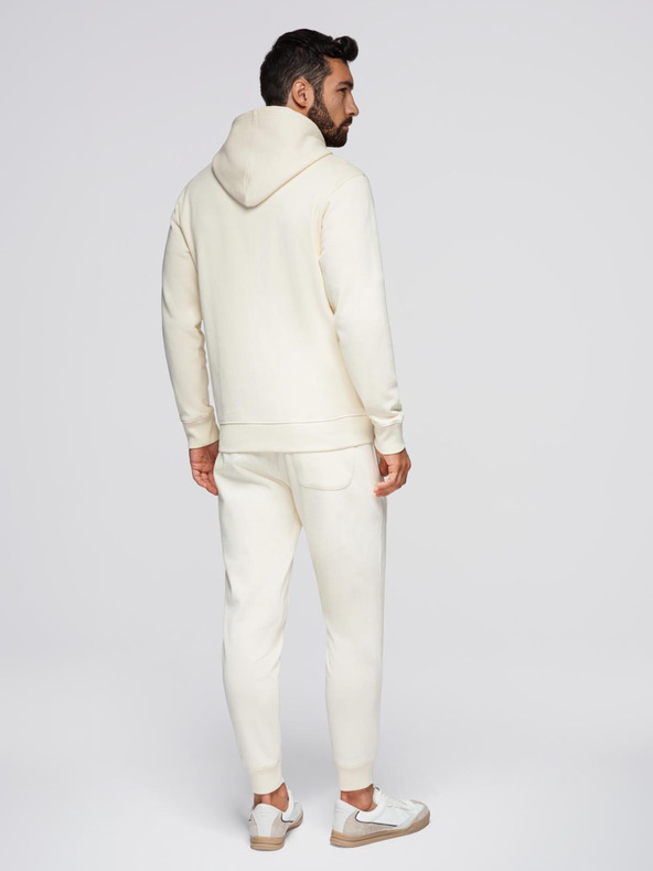 Ombre Clothing Pánsky tréninkový oblek mikina s kapucňou + nohavice jogger - krémová V11 Z119 Ombre Clothing
