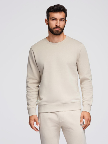 Ombre Clothing Pánsky tréninkový oblek mikina s okrúhlym výstrihom + nohavice regular fit - béžová V1 Z122 Ombre Clothing