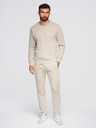 Ombre Clothing Pánsky tréninkový oblek mikina s okrúhlym výstrihom + nohavice regular fit - béžová V1 Z122 Ombre Clothing