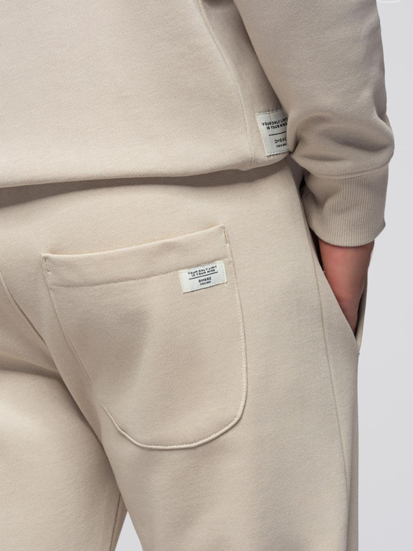 Ombre Clothing Pánsky tréninkový oblek mikina s okrúhlym výstrihom + nohavice regular fit - béžová V1 Z122 Ombre Clothing