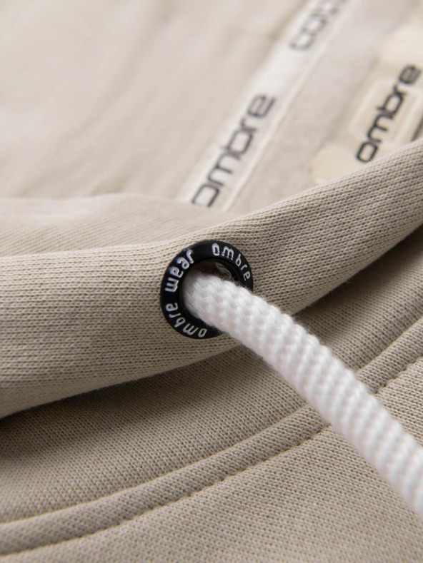 Ombre Clothing Pánska mikina BASIC s klokaní vreckou a kapucňou - svetlá béžová V1 B1674 Ombre Clothing