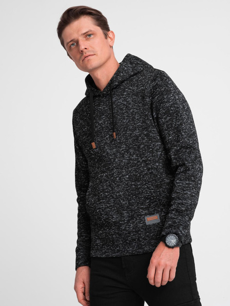 Ombre Clothing Pánska nezapínacia klokaní mikina s kapucňou - graphite melange V2 B1675 Ombre Clothing