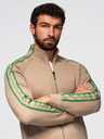 Ombre Clothing Pánska mikina so zapínaním a vysokým golierom - hnedá V1 OM-SSZP-0224 Ombre Clothing