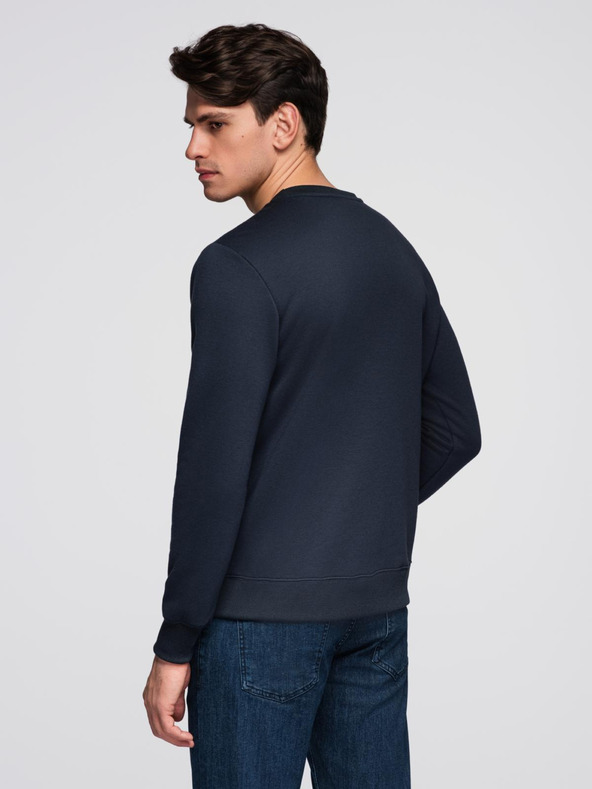 Ombre Clothing Klasická pánska mikina s nápismi - tmavo modrá V3 B1711 Ombre Clothing