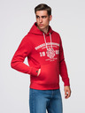 Ombre Clothing Pánska mikina s kapucňou a vysokoškolským potlačom - červená V1 B1714 Ombre Clothing