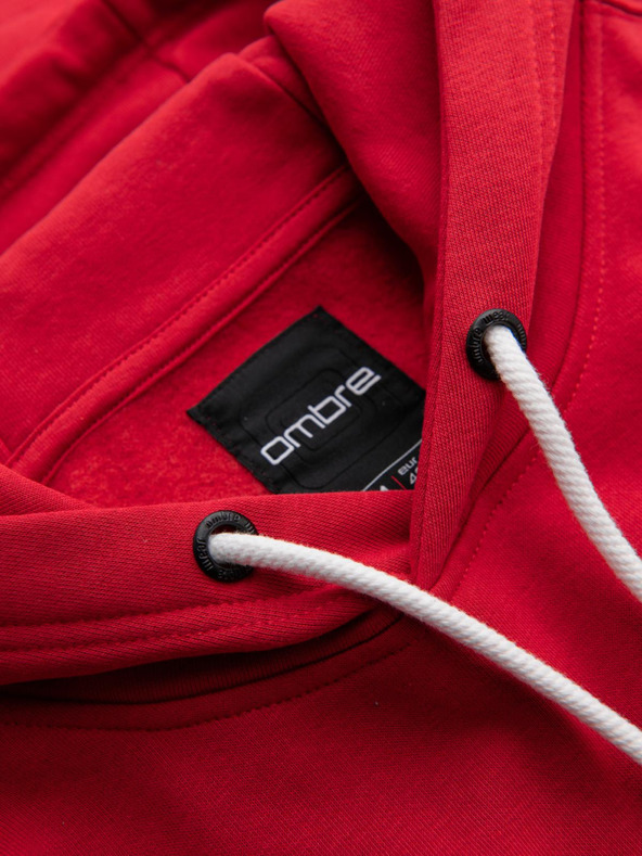 Ombre Clothing Pánska mikina s kapucňou a vysokoškolským potlačom - červená V1 B1714 Ombre Clothing