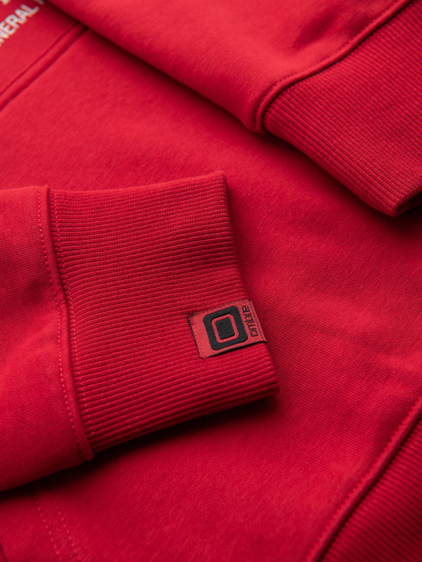 Ombre Clothing Pánska mikina s kapucňou a vysokoškolským potlačom - červená V1 B1714 Ombre Clothing
