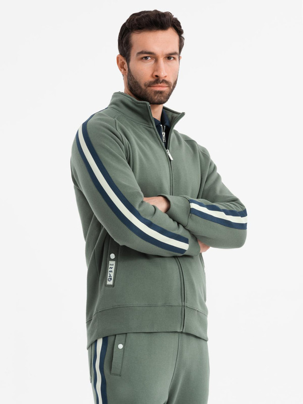 Ombre Clothing Pánsky tréninkový oblek mikina + tepláky jogger - olivová V2 Z114 Ombre Clothing