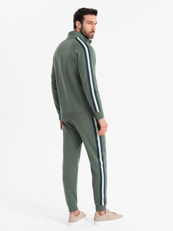 Ombre Clothing Pánsky tréninkový oblek mikina + tepláky jogger - olivová V2 Z114 Ombre Clothing