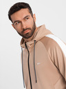 Ombre Clothing Pánska mikina s kapucňou na zips + nohavice jogger - béžová V4 Z118 Ombre Clothing