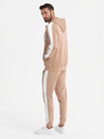 Ombre Clothing Pánska mikina s kapucňou na zips + nohavice jogger - béžová V4 Z118 Ombre Clothing