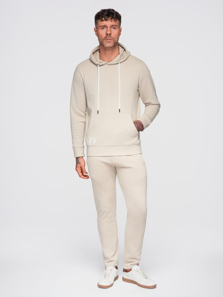 Ombre Clothing Pánsky tréninkový oblek mikina + nohavice regular fit - béžová V1 Z120 Ombre Clothing