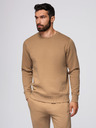 Ombre Clothing Pánsky tréninkový oblek mikina s okrúhlym výstrihom + nohavice regular fit - camel V2 Z122 Ombre Clothing
