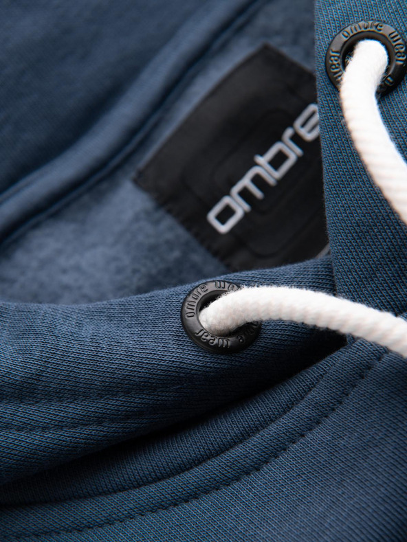 Ombre Clothing Moški športni pulover z velikim potiskom - temno moder V2 B1714 Ombre Clothing
