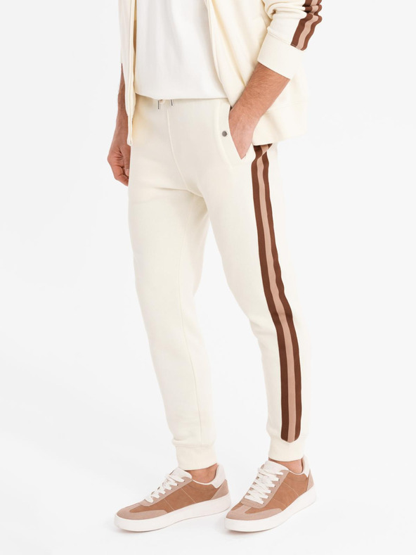 Ombre Clothing Moški trenirni komplet pulover + trenirke joggers - kremna V3 Z114 Ombre Clothing