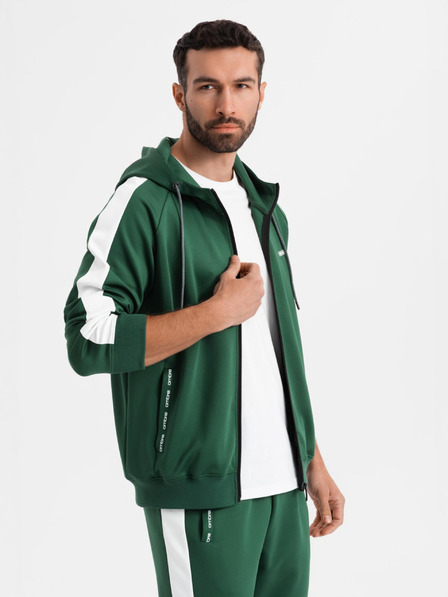 Ombre Clothing Moški oldschool trenirni komplet pulover s kapuco + hlače jogger - temno zelena V7 Z118 Ombre Clothing