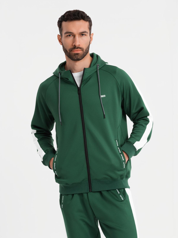Ombre Clothing Moški oldschool trenirni komplet pulover s kapuco + hlače jogger - temno zelena V7 Z118 Ombre Clothing