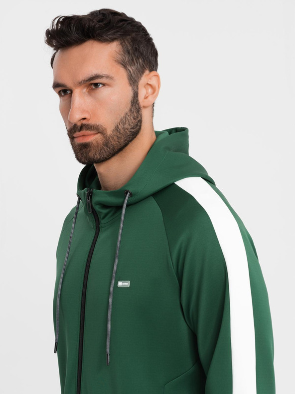 Ombre Clothing Moški oldschool trenirni komplet pulover s kapuco + hlače jogger - temno zelena V7 Z118 Ombre Clothing