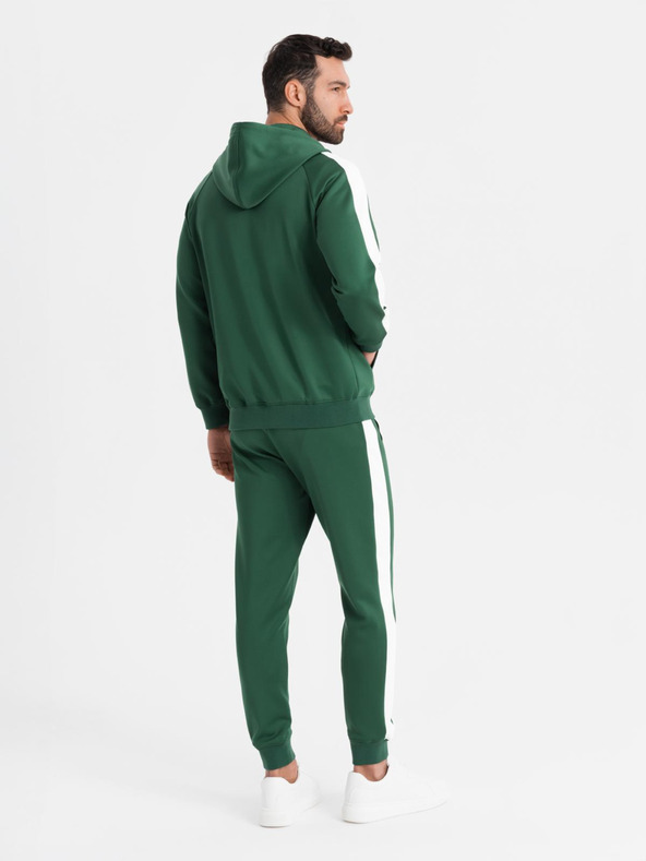 Ombre Clothing Moški oldschool trenirni komplet pulover s kapuco + hlače jogger - temno zelena V7 Z118 Ombre Clothing