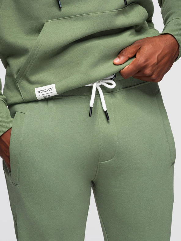 Ombre Clothing Moški trenirni komplet pulover + hlače regular fit - svetlo zelena V3 Z120 Ombre Clothing