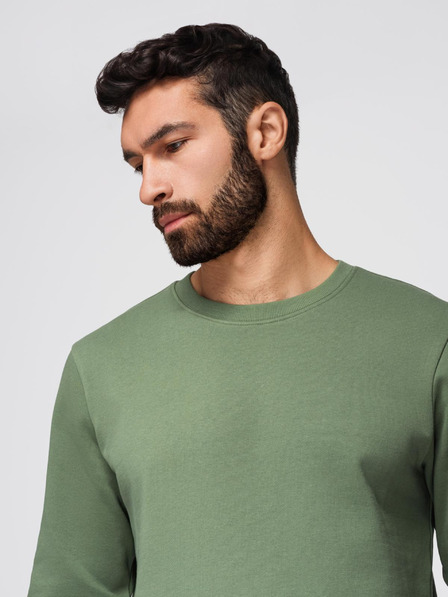 Ombre Clothing Moška treningska garnitura mikica z okroglim izrezom + hlače regular fit - svetlo zelena V3 Z122 Ombre Clothing