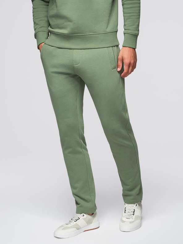 Ombre Clothing Moška treningska garnitura mikica z okroglim izrezom + hlače regular fit - svetlo zelena V3 Z122 Ombre Clothing