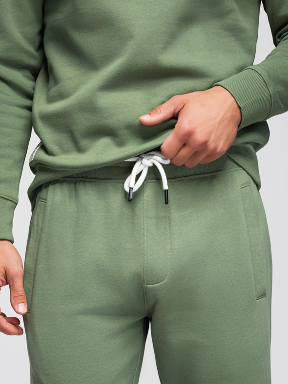 Ombre Clothing Moška treningska garnitura mikica z okroglim izrezom + hlače regular fit - svetlo zelena V3 Z122 Ombre Clothing