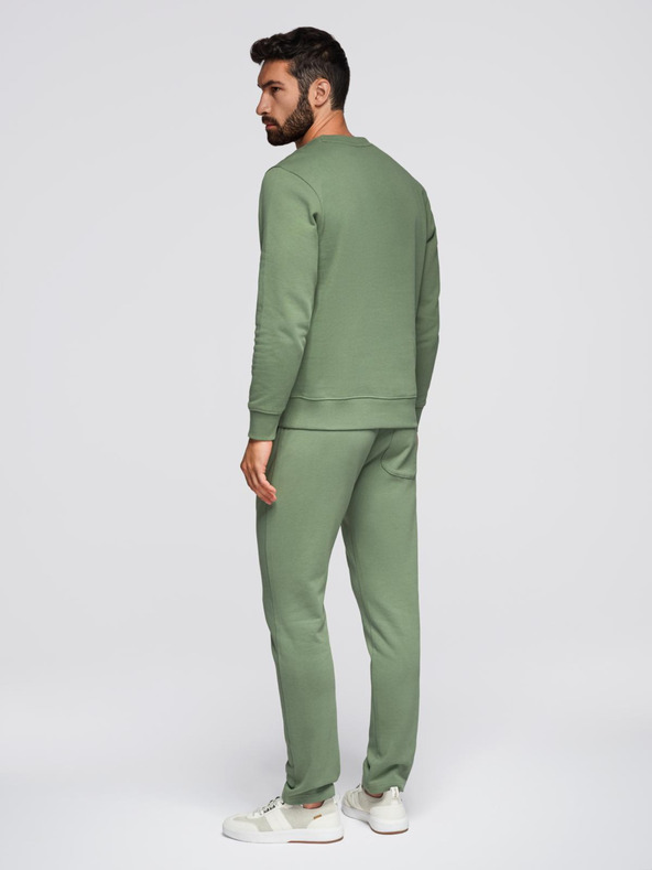 Ombre Clothing Moška treningska garnitura mikica z okroglim izrezom + hlače regular fit - svetlo zelena V3 Z122 Ombre Clothing