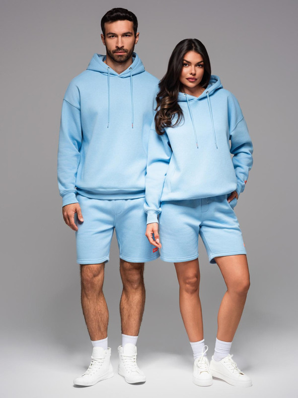 Ombre Clothing UNISEX treningska garnitura mikica + kratke hlače - modra V8 Z110 Ombre Clothing