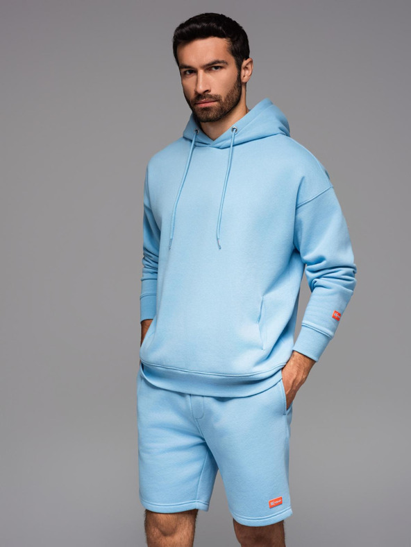 Ombre Clothing UNISEX treningska garnitura mikica + kratke hlače - modra V8 Z110 Ombre Clothing