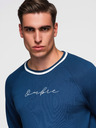 Ombre Clothing Moška mikica z raglan rokavom in kontrastnimi detajli - temno modra V1 OM-SSNZ-0244 Ombre Clothing