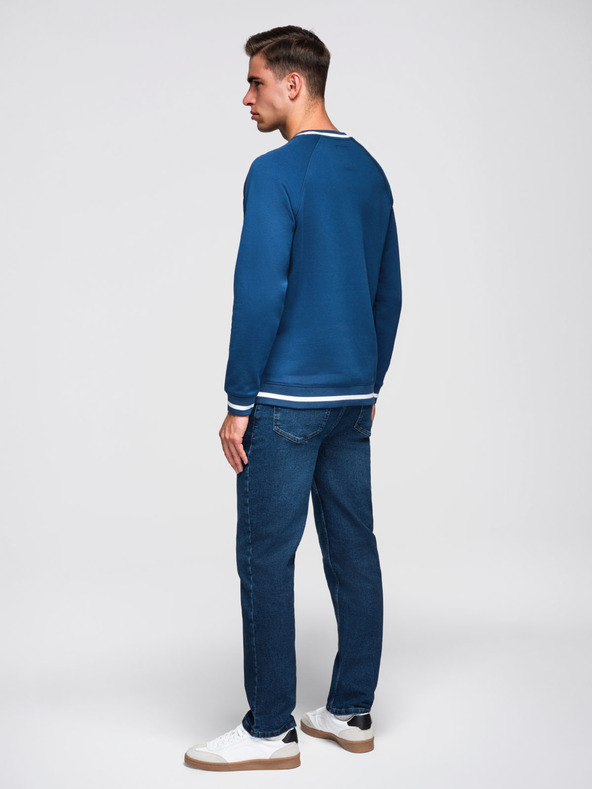Ombre Clothing Moška mikica z raglan rokavom in kontrastnimi detajli - temno modra V1 OM-SSNZ-0244 Ombre Clothing