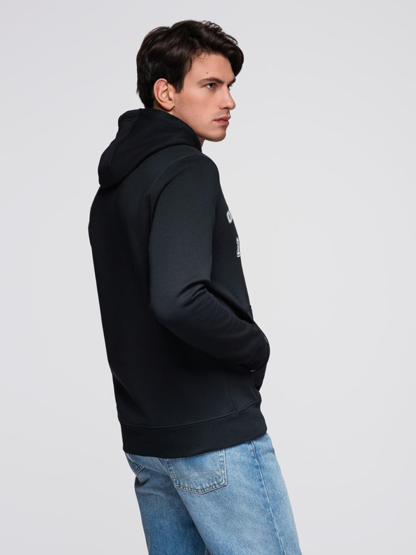 Ombre Clothing Moška mikica s kapuco in grafiko - črna V3 B1714 Ombre Clothing