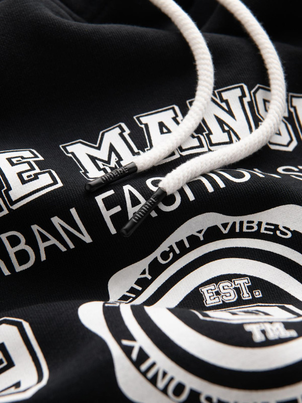 Ombre Clothing Moška mikica s kapuco in grafiko - črna V3 B1714 Ombre Clothing