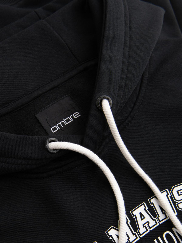 Ombre Clothing Moška mikica s kapuco in grafiko - črna V3 B1714 Ombre Clothing